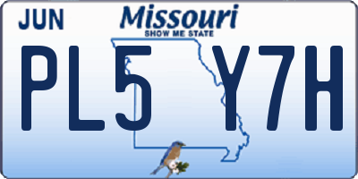 MO license plate PL5Y7H