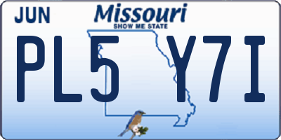MO license plate PL5Y7I