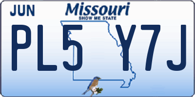 MO license plate PL5Y7J