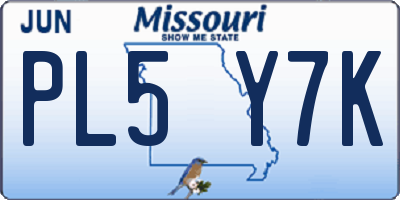 MO license plate PL5Y7K