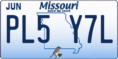 MO license plate PL5Y7L