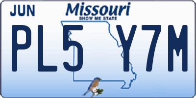 MO license plate PL5Y7M