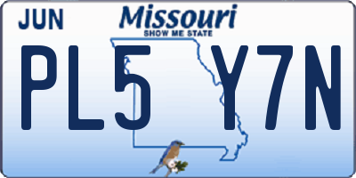 MO license plate PL5Y7N