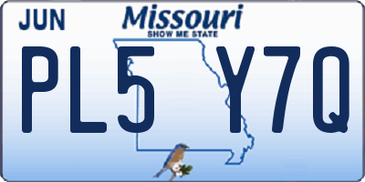 MO license plate PL5Y7Q