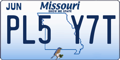 MO license plate PL5Y7T