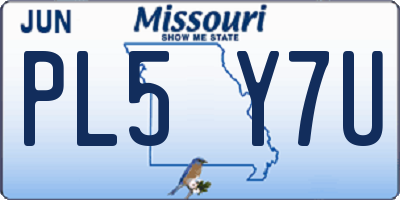 MO license plate PL5Y7U