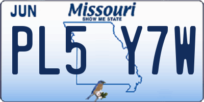 MO license plate PL5Y7W