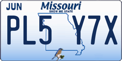MO license plate PL5Y7X