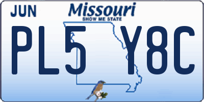 MO license plate PL5Y8C