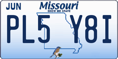 MO license plate PL5Y8I