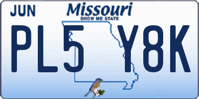 MO license plate PL5Y8K