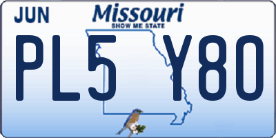 MO license plate PL5Y8O