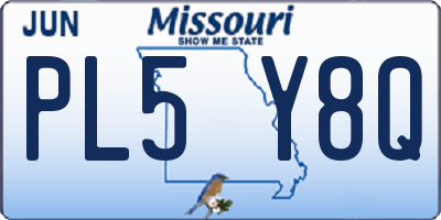 MO license plate PL5Y8Q