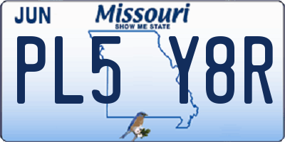 MO license plate PL5Y8R