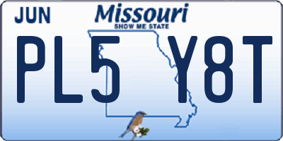MO license plate PL5Y8T