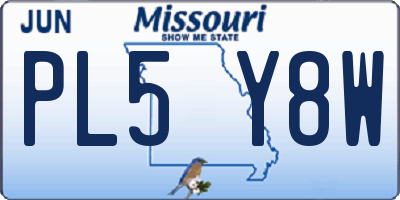 MO license plate PL5Y8W
