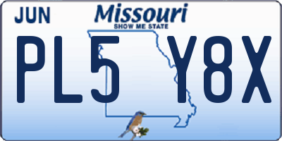 MO license plate PL5Y8X