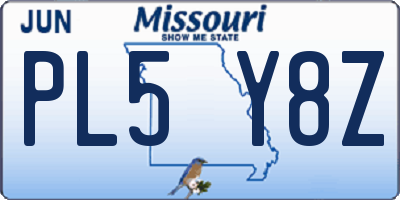 MO license plate PL5Y8Z