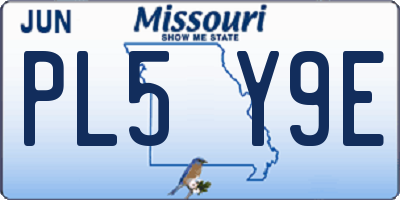 MO license plate PL5Y9E