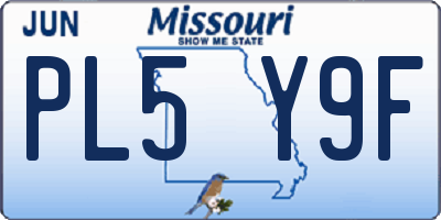 MO license plate PL5Y9F