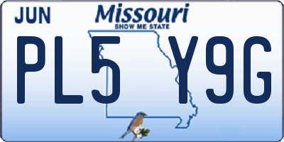 MO license plate PL5Y9G