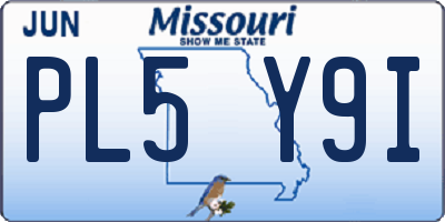 MO license plate PL5Y9I