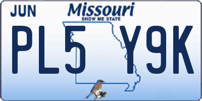 MO license plate PL5Y9K