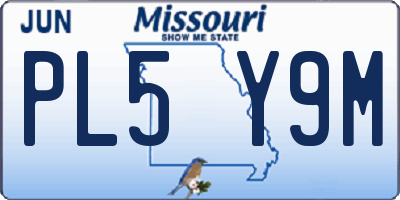 MO license plate PL5Y9M