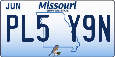 MO license plate PL5Y9N