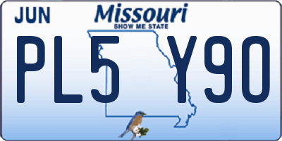 MO license plate PL5Y9O