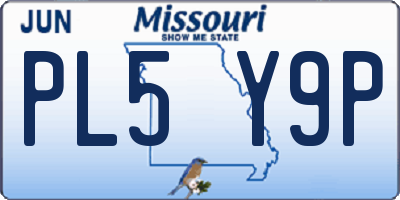 MO license plate PL5Y9P