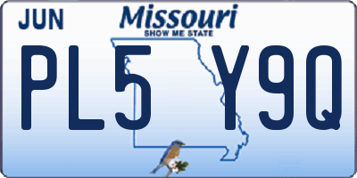 MO license plate PL5Y9Q