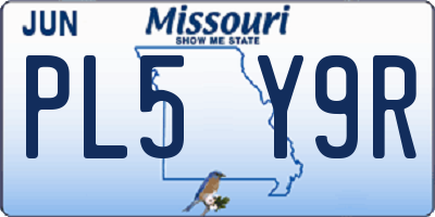 MO license plate PL5Y9R