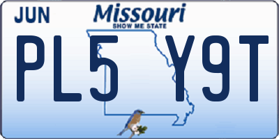 MO license plate PL5Y9T