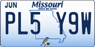 MO license plate PL5Y9W