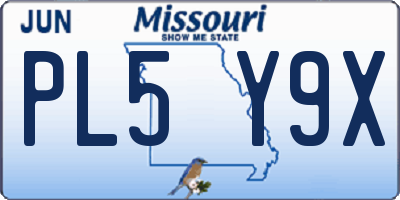 MO license plate PL5Y9X
