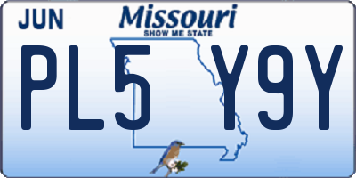 MO license plate PL5Y9Y