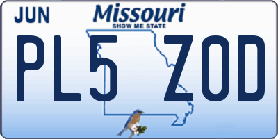 MO license plate PL5Z0D