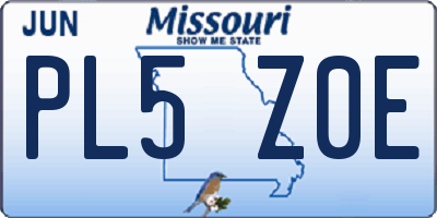 MO license plate PL5Z0E