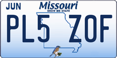 MO license plate PL5Z0F