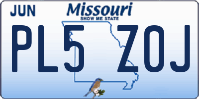 MO license plate PL5Z0J