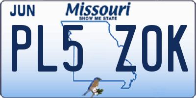 MO license plate PL5Z0K