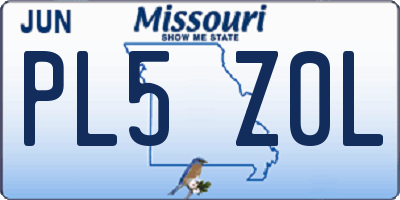 MO license plate PL5Z0L