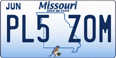MO license plate PL5Z0M