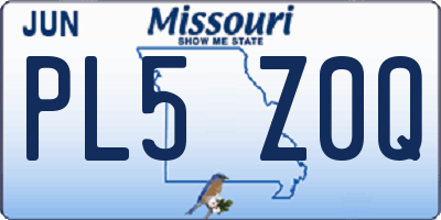 MO license plate PL5Z0Q