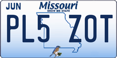 MO license plate PL5Z0T