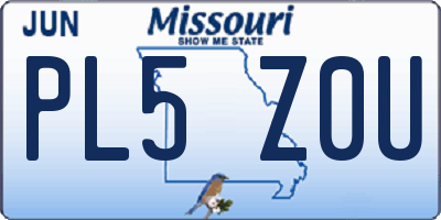 MO license plate PL5Z0U