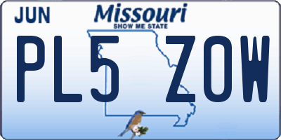 MO license plate PL5Z0W