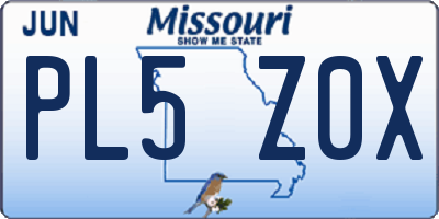 MO license plate PL5Z0X