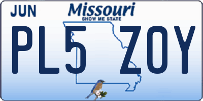 MO license plate PL5Z0Y